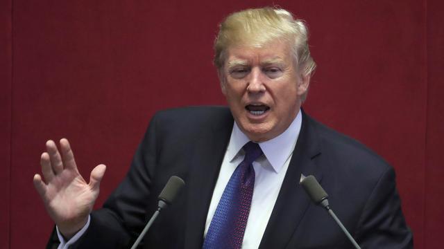 Donald Trump, lors de son discours devant l'Assemblée nationale sud-coréenne. [Lee Jin-man]