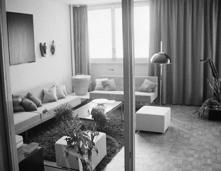 Appartement témoin dans les tours du Lignon à Genève en 1966. [RTS]