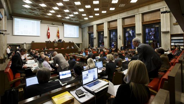 La salle du Grand Conseil genevois, photographiée en janvier 2015. [Keystone - Salvatore Di Nolfi]