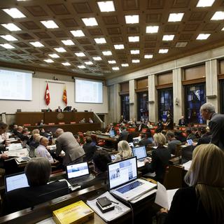 La salle du Grand Conseil genevois, photographiée en janvier 2015. [Keystone - Salvatore Di Nolfi]