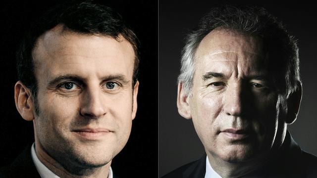 Le président du MoDem François Bayrou (à droite) s'allie au candidat d'En marche!  Emmanuel Macron (à gauche). [AFP]