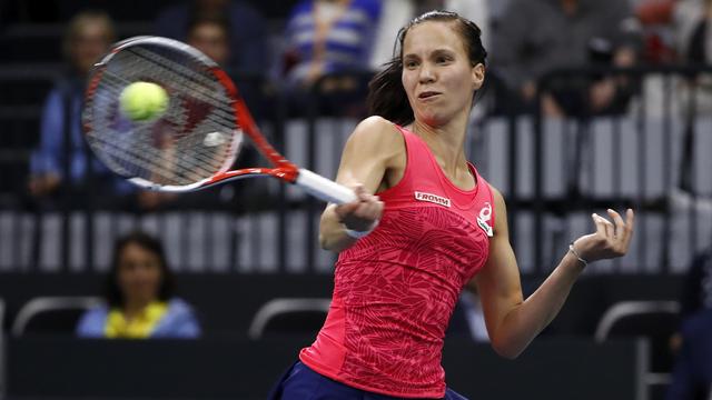 Viktorija Golubic a connu sa première défaite en 9 matches sur sol helvétique. [Keystone - Peter Klaunzer]