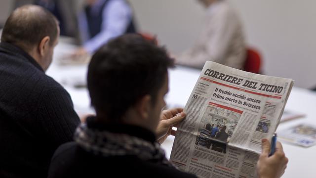 La presse tessinoise se porte bien, notamment grâce à l'identité cantonale. [Keystone - Gaëtan Bailly]