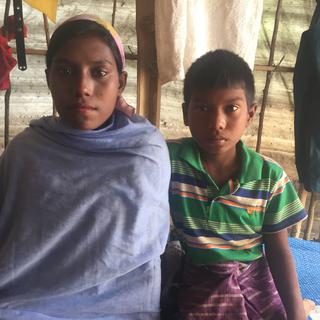 Deux enfants Rohingyas dans le camp de réfugiés de Tangkhali, au Bangladesh. [RTS - Nicolas Vultier]