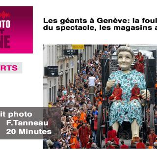 Les géants à Genève: la foule fait partie du spectacle, les magasins aussi. [F. Tanneau, 20 Minutes]