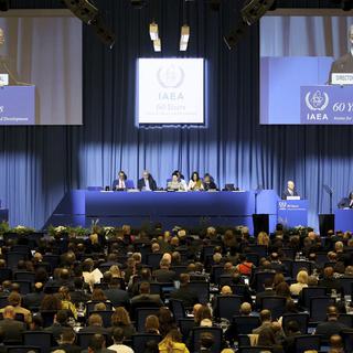 L'ouverture de la conférence générale de l'Agence internationale de l'énergie atomique (AIEA), le 18 septembre à Vienne. [Keystone - Ronald Zak]
