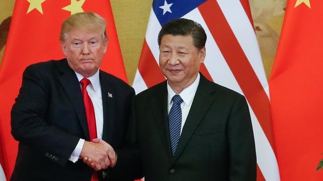 Donald Trump et Xi Jinping lors d'une conférence de presse à Pékin, le 8 novembre 2017. [EPA/Keystone - Roman Pilipey]