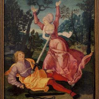 L'amour malheureux de Pyrame et Thisbé. Peinture anonyme, huile sur bois, vers 1505. Art allemand (Nuremberg), 16e siècle. Musée de Colmar. [Selva/Leemage/AFP]