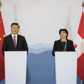Xi Jinping et Doris Leuthard. [keystone - Anthony Anex]