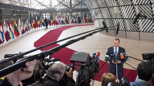 Le président du Conseil européen Donald Tusk photographié juste avant le début du sommet du 29 avril 2017. [AFP - Wiktor Dabkowski / DPA]