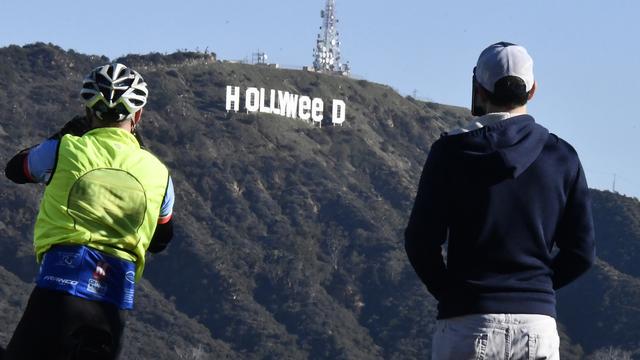 Les neuf lettres détournées du mot "HOLLYWOOD" sont situées sur le mont Lee dans un quartier du nord de Los Angeles. [Gene Blevins]