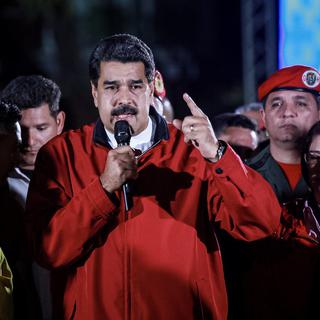 Le président vénézuélien Nicolas Maduro après l'élection de dimanche. [Keystone/EPA - NATHALIE SAYAGO]