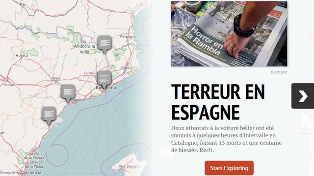 La carte du déroulement des attaques en Espagne.