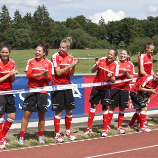 L'équipe nationale suisse de football féminin à l'entraînement à Macolin. [keystone - Salvatore Di Nolfi]