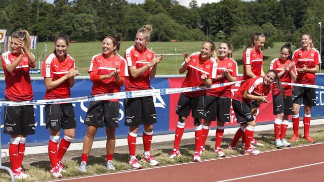 L'équipe nationale suisse de football féminin à l'entraînement à Macolin. [keystone - Salvatore Di Nolfi]