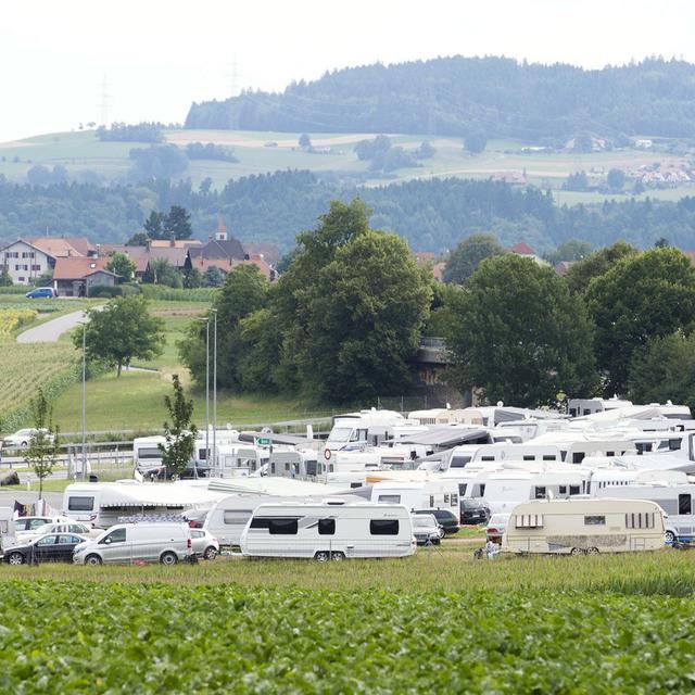 L'aire de transit pour gens du voyage de la commune de Wileroltigen, dans le canton de Berne. [Keystone - Thomas Delley]