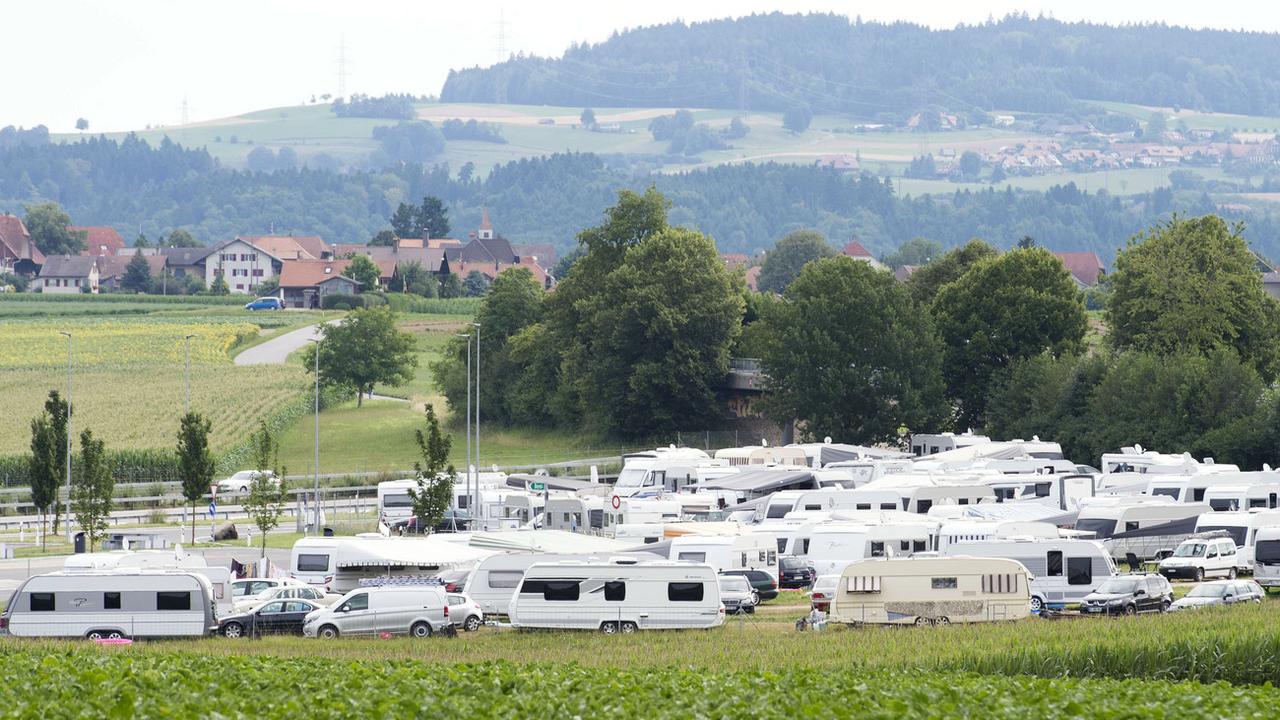 L'aire de transit pour gens du voyage de la commune de Wileroltigen, dans le canton de Berne. [Keystone - Thomas Delley]