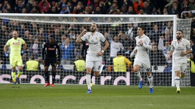 Karim Benzema permet au Real Madrid d'égaliser grâce à un joli coup de tête. [Kiko Huesca]