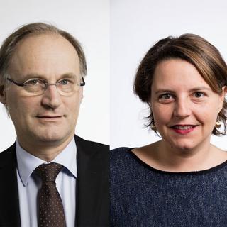 Yves Nidegger, conseiller national (UDC/GE) et Ada Marra, conseillère nationale (PS/VD). [Keystone - Gaëtan Bally]
