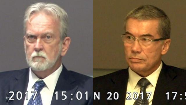 Les psychologues James Mitchell et Bruce Jessen étaient accusés d'avoir aidé à concevoir le programme d'interrogatoire de la CIA après le onze septembre 2001. [Keystone - Trial Evidence/ACLU]