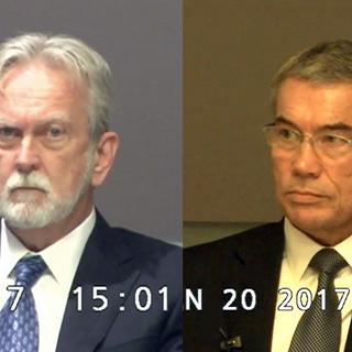 Les psychologues James Mitchell et Bruce Jessen étaient accusés d'avoir aidé à concevoir le programme d'interrogatoire de la CIA après le onze septembre 2001. [Keystone - Trial Evidence/ACLU]