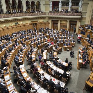 L'Assemblée fédérale, lors de l'élection d'Ignazio Cassis au Conseil fédéral, le 20 septembre 2017. [Anthony Anex]