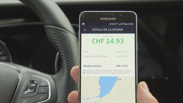 Image du prix d'une course dans l'application Uber. [RTS]