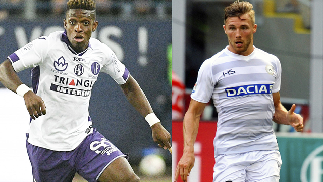 François Moubandje (à gauche) et Silvan Widmer (à droite) ont brillé avec leurs couleurs respectives (Toulouse et Udinese). [Christophe Sadi/Paolo Bora]