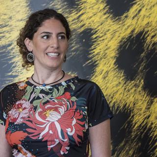 La réalisatrice palestinienne Annemarie Jacir présente son film "Wacib" au Festival de Locarno. [Keystone - Urs Flueeler]
