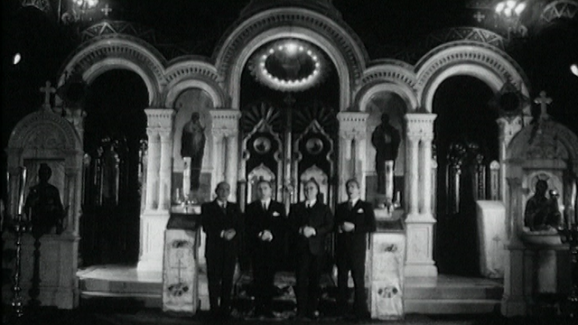 Le Quatuor Kedroff se produit à l'église orthodoxe russe de Genève en 1964. [RTS]