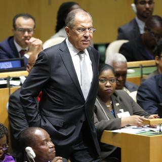 Le ministre russe des Affaires étrangères Sergueï Lavrov à l'Assemblée générale de l'ONU à New York. [Reuters - Eduardo Munoz]
