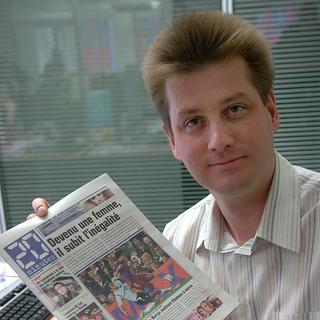 Philippe Favre, rédacteur en chef de 20 minutes et de Newsexpress (ici en 2006). [Keystone - Sandro Campardo]