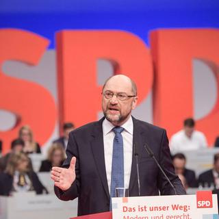 Martin Schulz, président des sociaux-démocrates allemands, le 07.12.2017 à Berlin. [EPA/Keystone - Clemens Bilan]