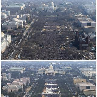 Malgré les images prouvant le contraire, Donald Trump maintient que la foule était plus nombreuse lors de son inauguration que lors de celle de Barack Obama en 2009. [Keystone - AP Photo]