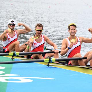 Le team suisse médaillé d'or aux Jeux olympiques de Rio en 2016.
Soeren Stache/dpa
Keystone [Keystone - Soeren Stache/dpa]