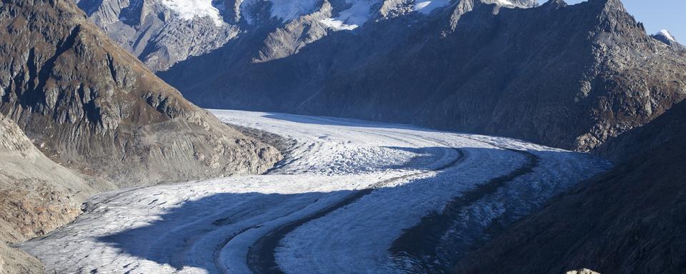 Vue du glacier d'Aletsch en octobre 2017. [Keystone - Dominic Steinmann]