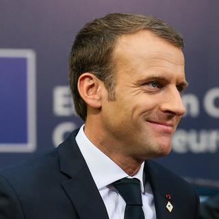 Emmanuel Macron lors du sommet de l'UE à Bruxelles. [Keystone - EPA/Stephanie Lecocq]