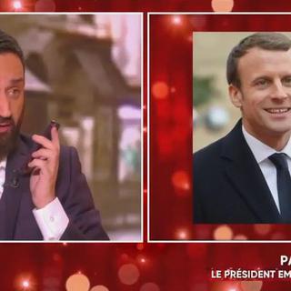 Capture d'écran de l'émission de Cyril Hanouna qui a joint Emmanuel Macron en direct.