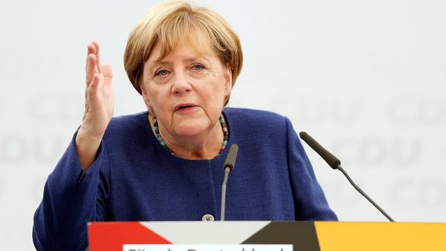 La chancelière allemande Angela Merkel a répondu aux avertissements d'Ankara lors d'un meeting électoral à Delbrück. [EPA - Friedemann Vogel]