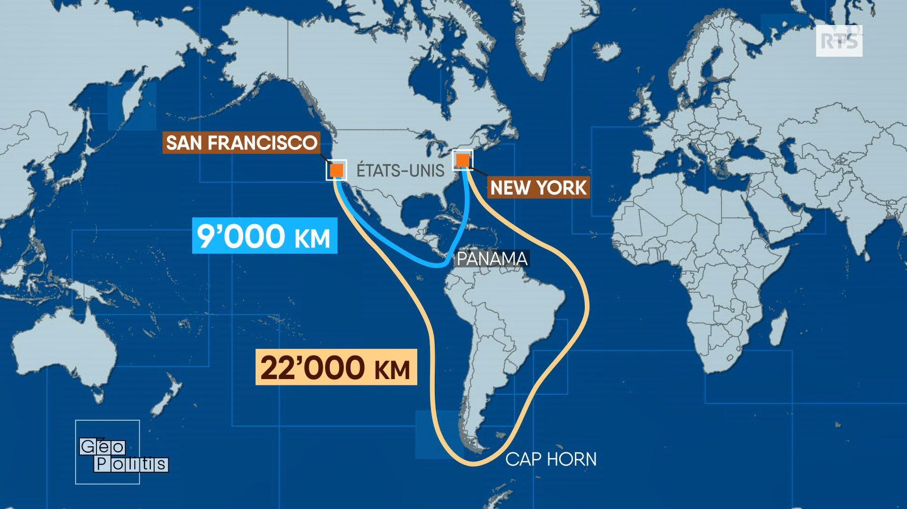 Le canal de Panama permet aux Américains de raccourcir considérablement la route maritime qui relie l'océan Atlantique et le Pacifique. [DR]