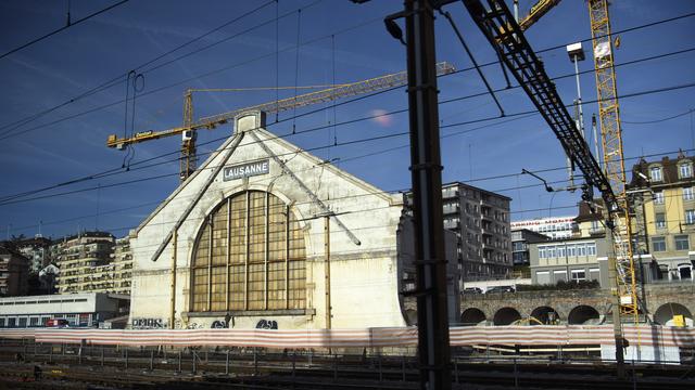 Le chantier du futur pôle muséal à Lausanne. [Keystone - Laurent Gillieron]