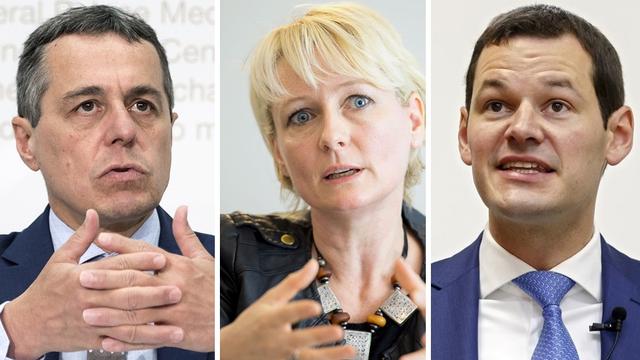 Le Tessinois Ignazio Cassis, la Vaudoise Isabelle Moret et le Genevois Pierre Maudet. [Keystone]