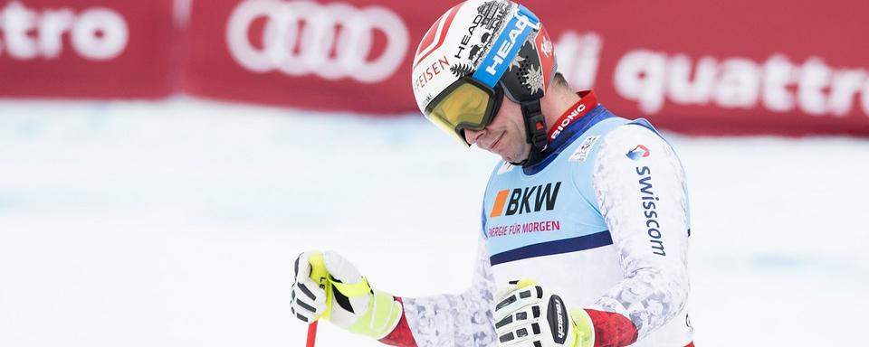 Le skieur suisse Beat Feuz après le Super-G du Championnat de monde de ski alpin à St-Moritz. [Peter Schneider]