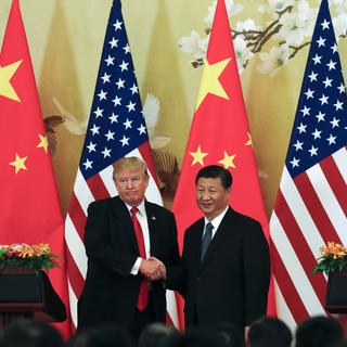 Le président américain Donald Trump avec son homologue chinois Xi Jinping, le 9 novembre à Pékin. [keystone - Andy Wong]