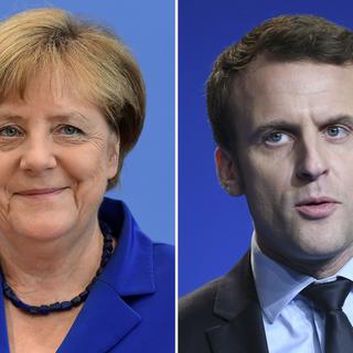 Angela Merkel et Emmanuel Macron. [AFP - Tobias Schwarz/Jean-François Monier]