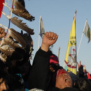 Des Amérindiens protestent en décembre 2016 contre le tracé de l'oléoduc Dakota Access passant sur leur territoire. [REUTERS - Lucas Jackson]