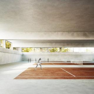 Les courts de tennis prévu dans le projet d'agrandissement du Tennis Club Old Boys de Bâle, où Roger Federer s'entraînait quand il était enfant.