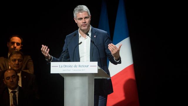 Laurent Wauquiez lors d'un meeting à Lyon, le 7 décembre 2017. [NurPhoto - Nicolas Liponne]