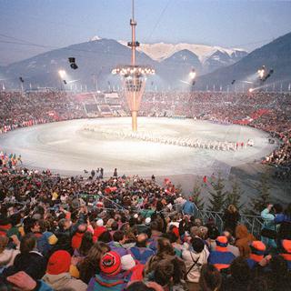 La cérémonie d'ouverture des Jeux olympiques d'hiver d'Albertville en 1992. [AFP - Junji Kurokawa]