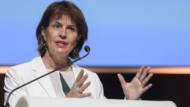 La présidente de la Confédération Doris Leuthard le 25 août dernier. [Keystone - Martial Trezzini]